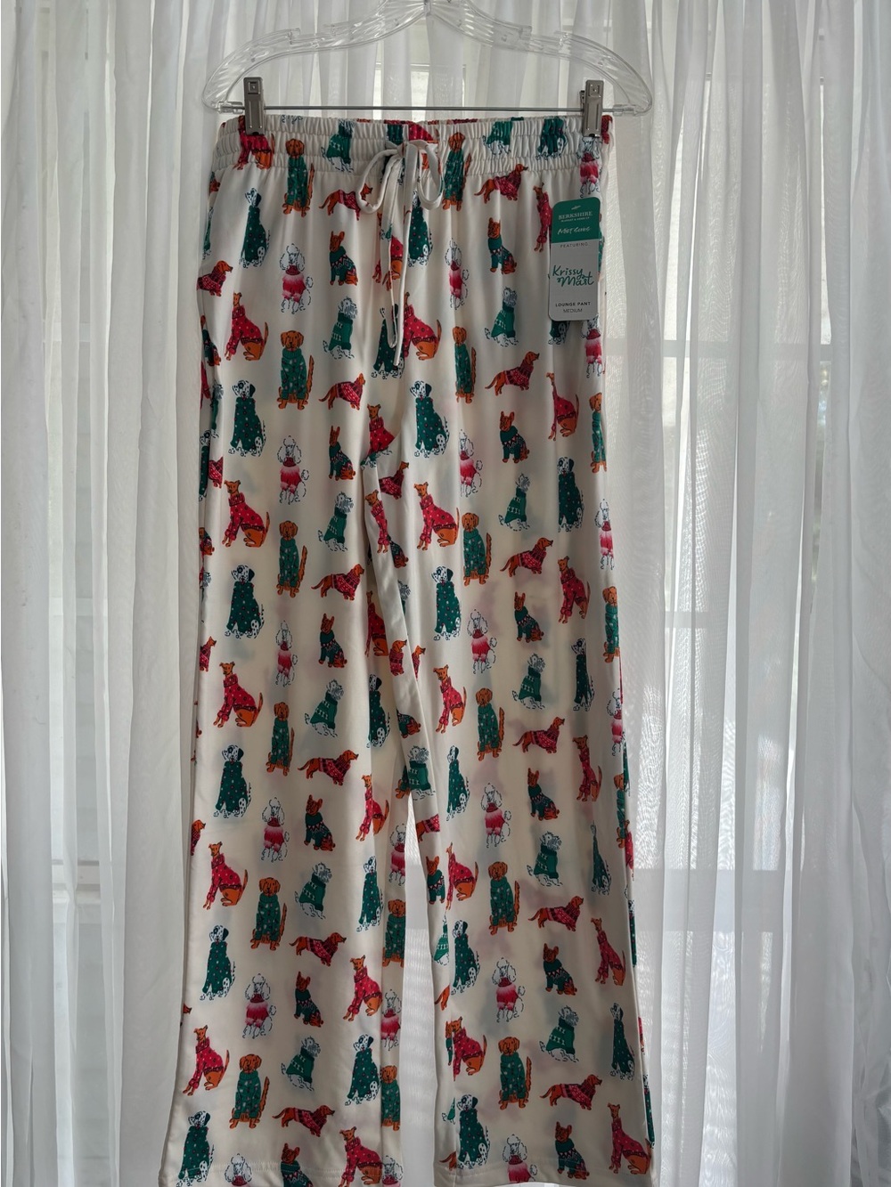 NWT Berkshire Krissy Mast Christmas Dog Print Pajama Lounge Pants